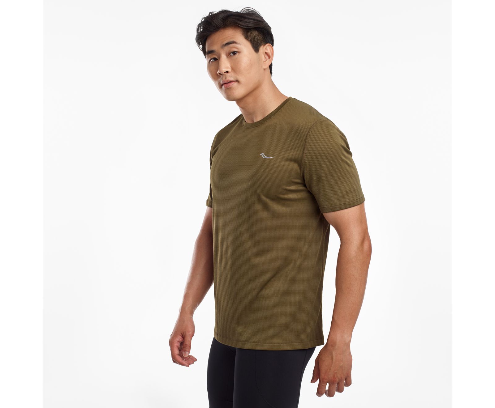 Camisas Saucony Stopwatch Corta Sleeve Hombre Verde Oliva Oscuro | México 639GSOL